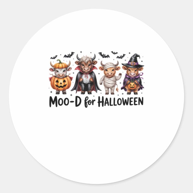 Hochland-Kuh Halloween-Spooky-Jahreszeit (2) Runder Aufkleber (Vorderseite)