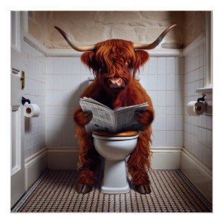 Hochland Kuh / Highland Cow / liest News Poster