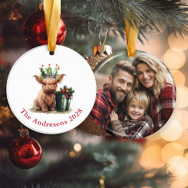 Hochland Kuh Holly Crown Foto Ornament (Rot)