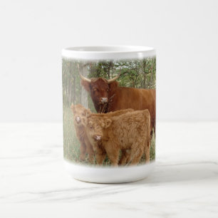 Hochland-Kuh mit Kälbern Tasse