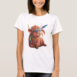 Hochland-Kuh Png, Coole Kuh Png, Sonnenbrille T-Shirt