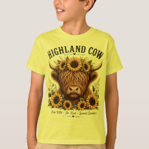 Hochland-Kuh-Sonnenblumen-Krone Inspirierende Wild T-Shirt
