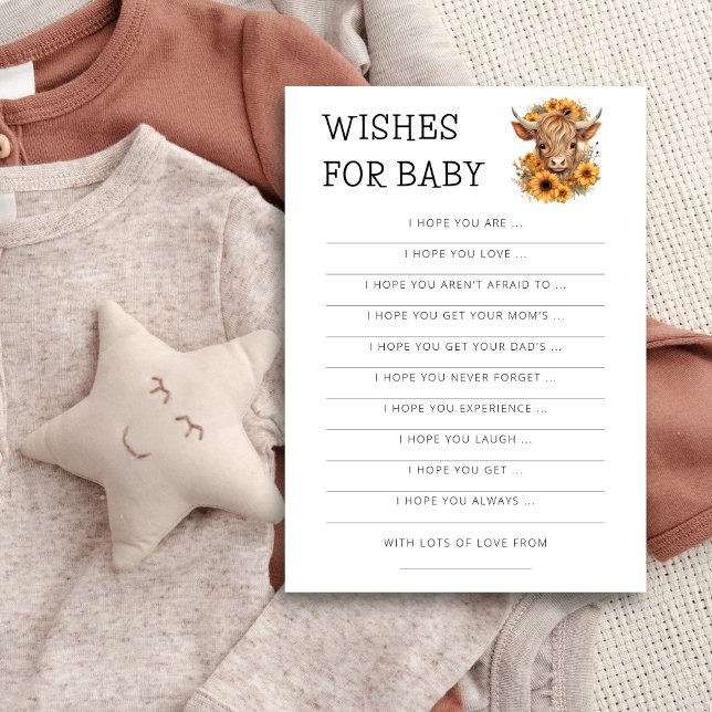 Hochland Kuh Sonnenblumen Wünsche für Babyduschkar Einladung (Von Creator hochgeladen)