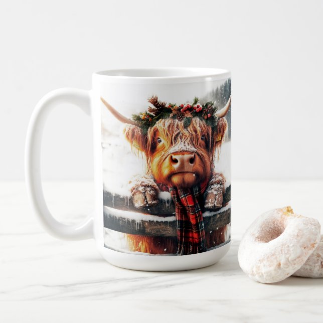 Hochland-Kuh-Winter-Tasse Kaffeetasse (Mit Donut)