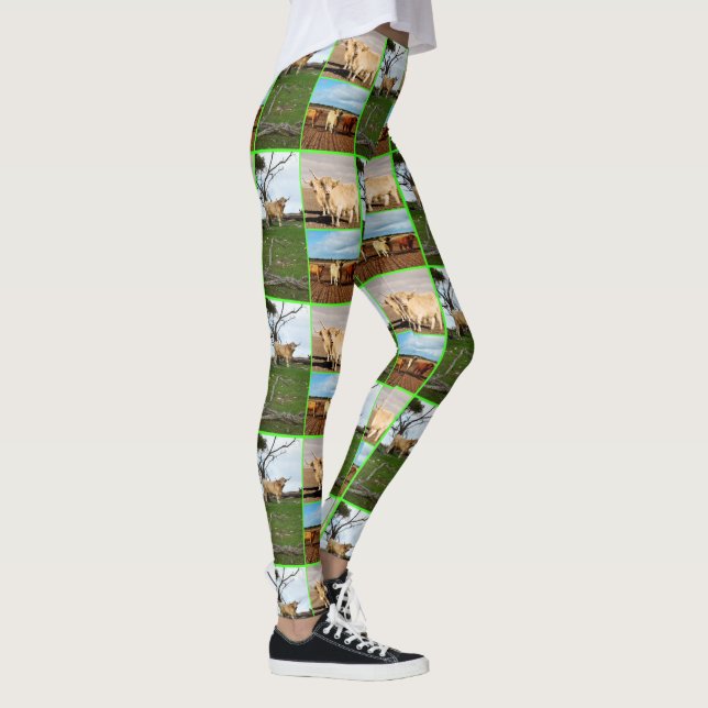 Hochland-Kühe-FotoCollage, Leggings (Rechts)