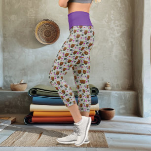 Hochland-Schottland-Kuh Lila Celtic Distel Capri Leggings