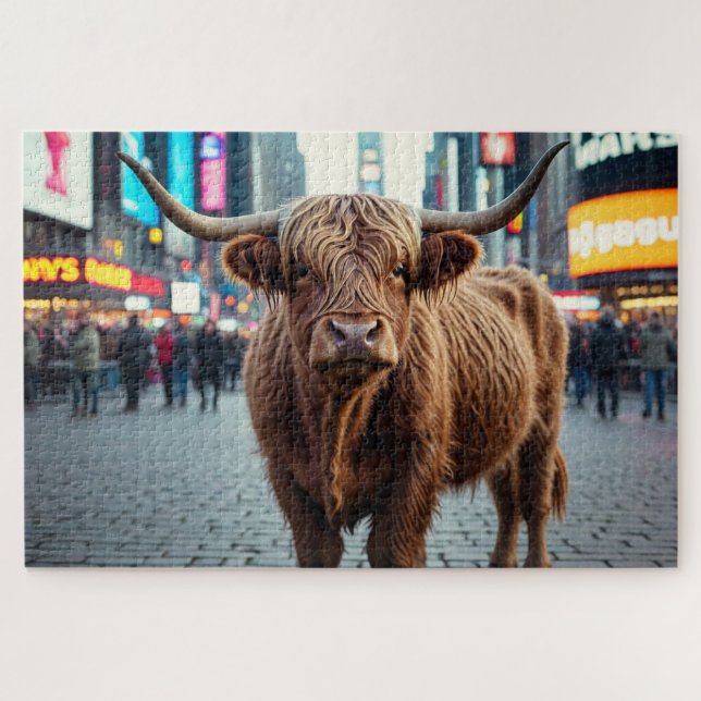 Hochlandkuh am Times Square Puzzle (Horizontal)