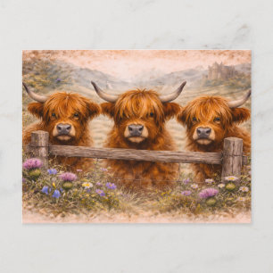Hochlandkuh - Aquarell-Tiere Postkarte