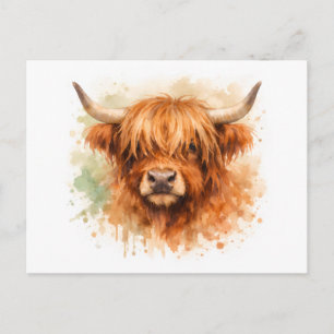 Hochlandkuh - Aquarell-Tiere Postkarte