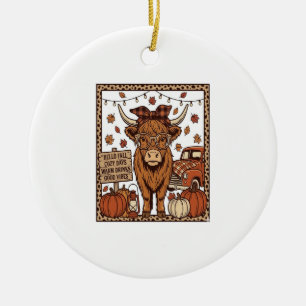 Hochlandkuh Hallo Herbst Vintage Gravur Design Keramik Ornament
