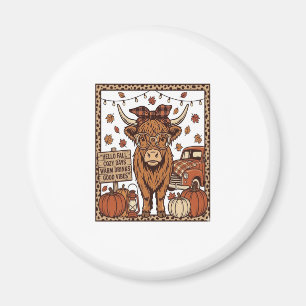Hochlandkuh Hallo Herbst Vintage Gravur Design Magnet