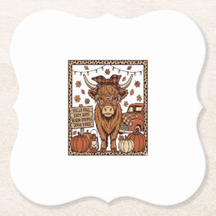 Hochlandkuh Hallo Herbst Vintage Gravur Design Untersetzer
