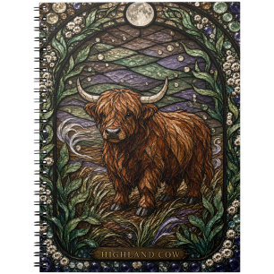 Hochlandkuh Hochlandmoor Illumina Buntglas Notizblock