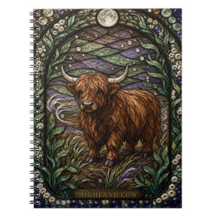 Hochlandkuh Hochlandmoor Illumina Buntglas Notizblock
