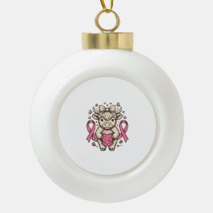 Hochlandkuh Krebsbewusstseinsschleife Süßes Kalb D Keramik Kugel-Ornament