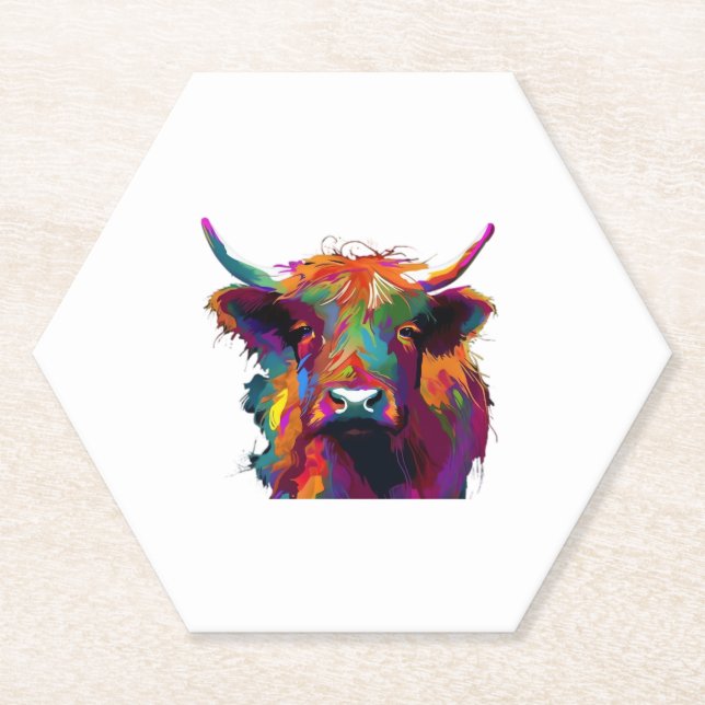 Hochlandkuh, Kuh, Hochlandkuh, niedliches Hochland Untersetzer (Vorderseite)