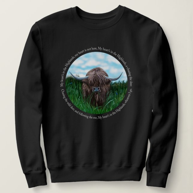 Hochlandkuh, mein Herz liegt im Hochland Sweatshirt (Design vorne)
