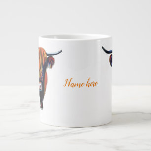 Hochlandkuh mit bearbeitbarem Namen Jumbo-Tasse