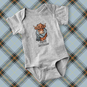 Hochlandkuh mit Bell Tartan Scarf Baby Strampler