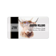 Hochlandkuh mit Blumenkronenklatsche Illustra