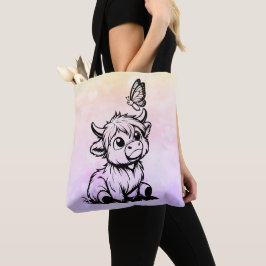 Hochlandkuh mit Schmetterling