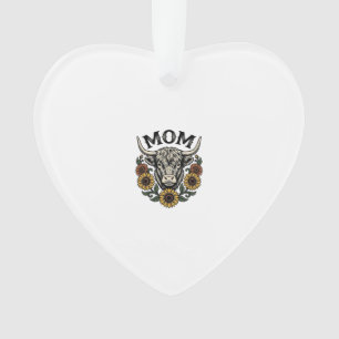 Hochlandkuh-Mutter Vintage-Sonnenblume Western-Des Ornament