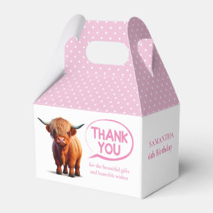Hochlandkuh Pink Girl Favor Box Geschenkschachtel