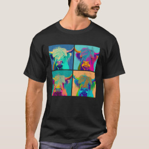 Hochlandkuh-Pop-Illustration Farbige Tiermänner T-Shirt