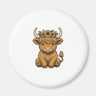 Hochlandkuh-Shirt Süße Sonnenblume Kalb Kunst Magnet