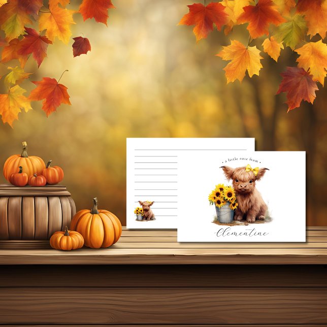 Hochlandkuh-Sonnenblumeneimer Mitteilungskarte (Von Creator hochgeladen)