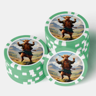 Hochlandkuh tanzt das Hochland Fling, Pokerchips