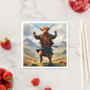 Hochlandkuh tanzt das Hochland Fling, Serviette