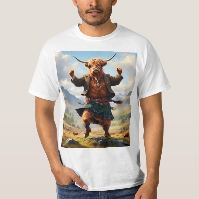 Hochlandkuh tanzt das Hochland Fling, T-Shirt (Vorderseite)