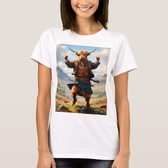 Hochlandkuh tanzt das Hochland Fling, T-Shirt (Vorderseite)