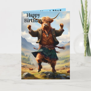 Hochlandkuh tanzt das Hochland, Geburtstag Karte