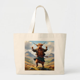 Hochlandkuh tanzt Highland Fling, Jumbo Stoffbeutel