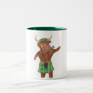 Hochlandkuh Tartandistel Zweifarbige Tasse
