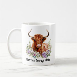 Hochlandkuh und Blume Funny Heifer Wasserfarbe Kaffeetasse