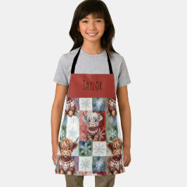 Hochlandkuh-Weihnachten Cute Personalisierte Kinde Schürze