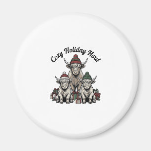 Hochlandkuh-Weihnachten Vintage-Feiertags-Herde-Ku Magnet