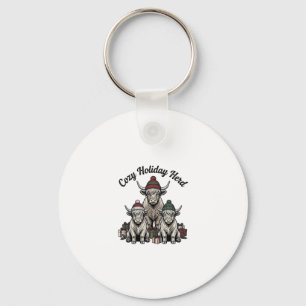 Hochlandkuh-Weihnachten Vintage-Feiertags-Herde-Ku Schlüsselanhänger