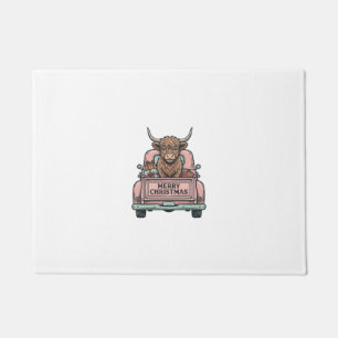 Hochlandkuh-Weihnachts-LKW-Vintage-Stickerei-Shirt Fußmatte