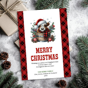 Hochlandkuh-Weihnachtsgruß editierbare Karte