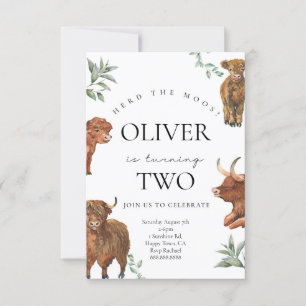 Hochlandkuh zum Geburtstag Einladung für Kinder