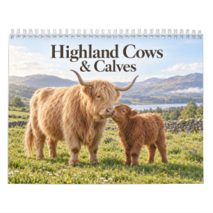 Hochlandkühe und Kälber schottische Landschaft Kalender