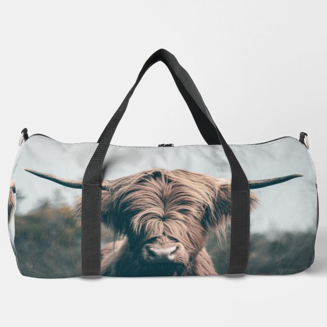 Hochlandkuhportrait Duffle Bag (Vorderseite)