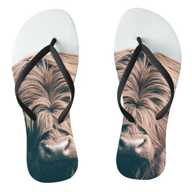 Hochlandkuhportrait Flip Flops (Fußbett)