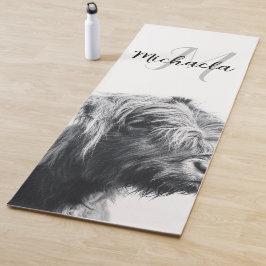 Hochlandkuhportrait Initialmonogramm Schwarz-weiß Yogamatte