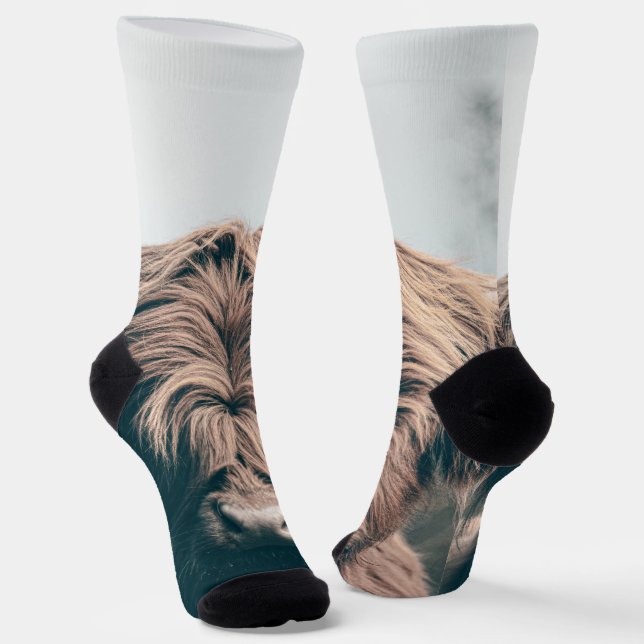 Hochlandkuhportrait Socken (Gewinkelt)