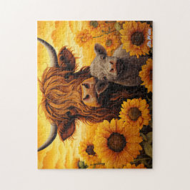 Hochlandkuhsonnenblume mit Kalbspuzzle Puzzle